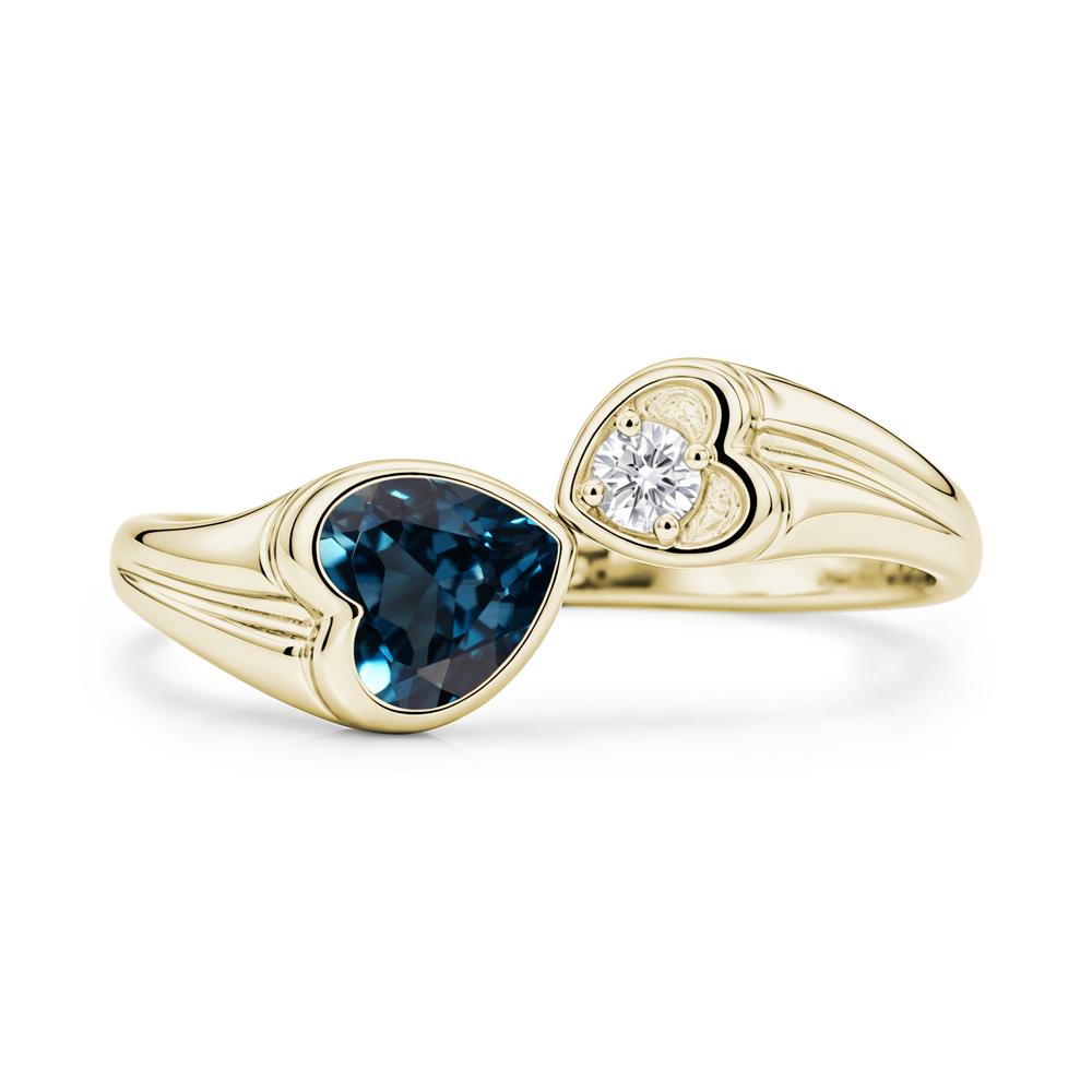 Toi Et Moi Two Stone Emerald Heart Shaped Ring - LUO Jewelry #gemstone_London Blue Topaz