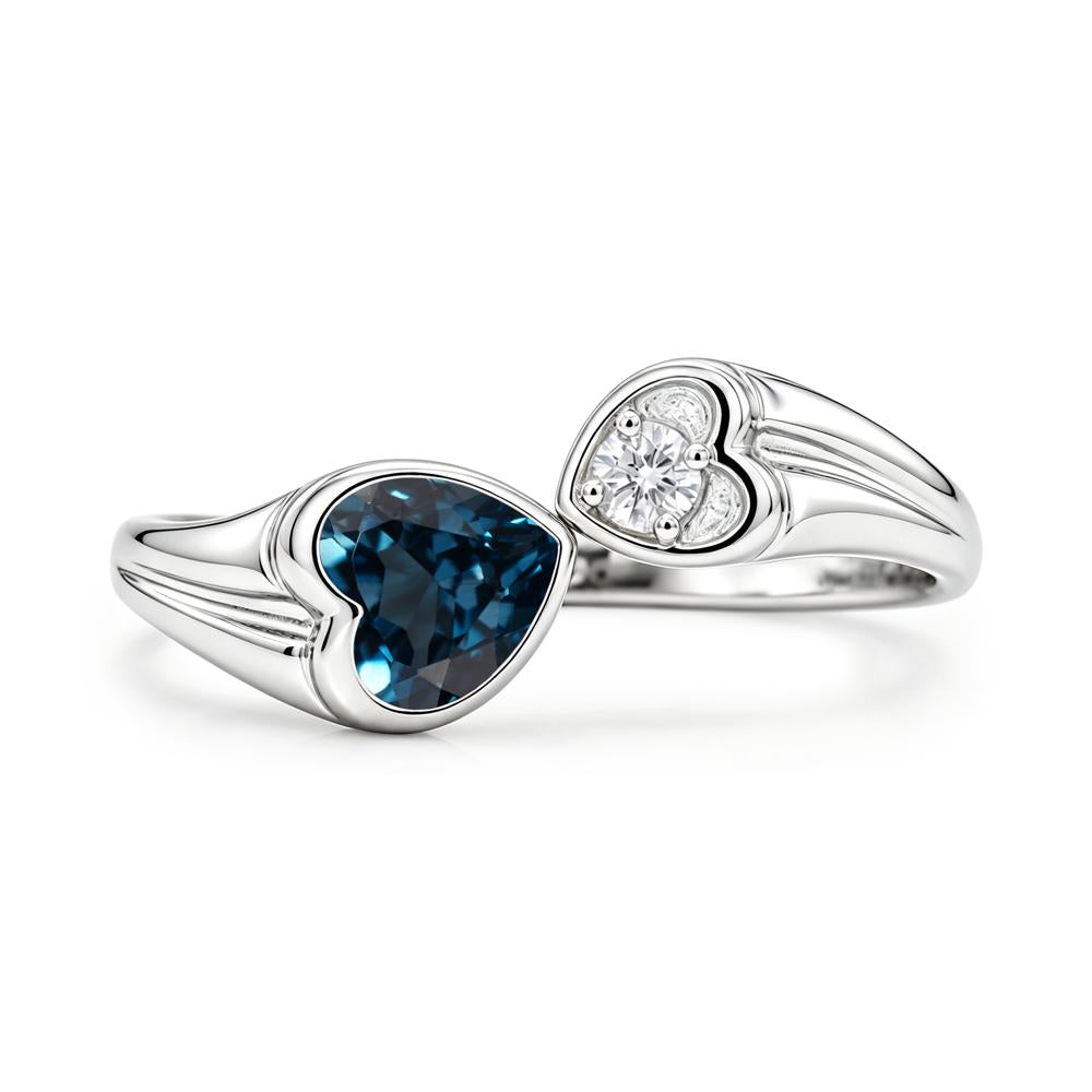 Toi Et Moi Two Stone Emerald Heart Shaped Ring - LUO Jewelry #gemstone_London Blue Topaz