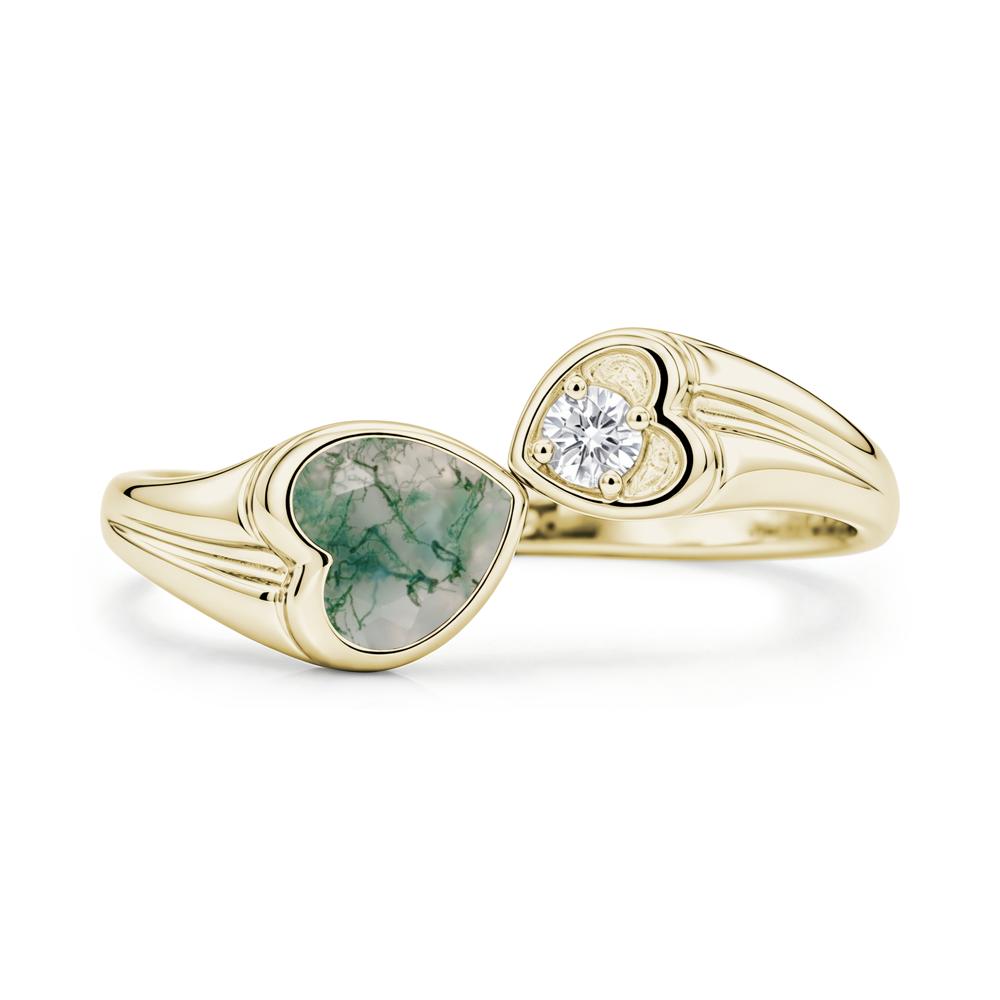 Toi Et Moi Two Stone Emerald Heart Shaped Ring - LUO Jewelry #gemstone_Moss Agate