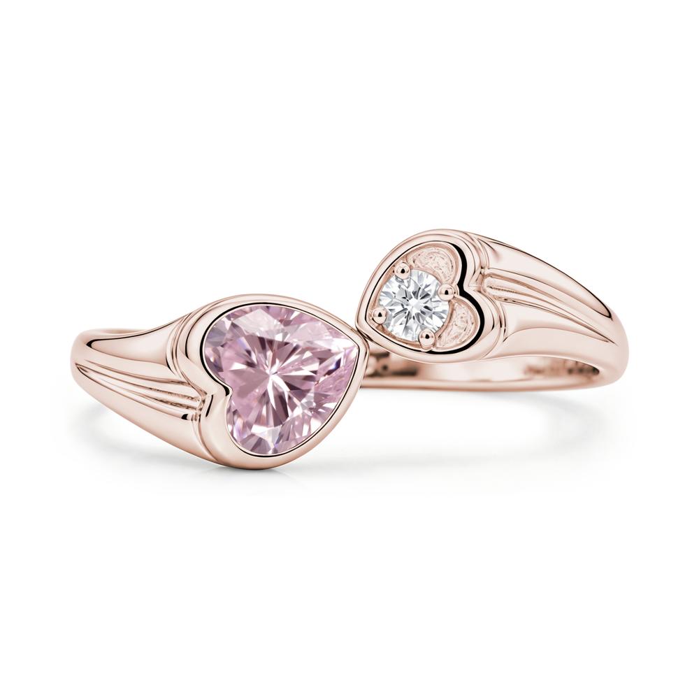 Toi Et Moi Two Stone Emerald Heart Shaped Ring - LUO Jewelry #gemstone_Pink Cubic Zirconia