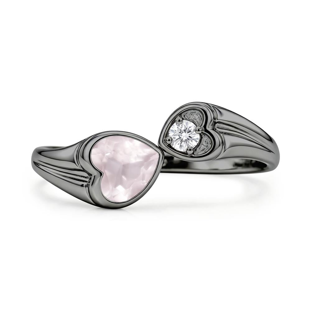 Toi Et Moi Two Stone Emerald Heart Shaped Ring - LUO Jewelry #gemstone_Rose Quartz