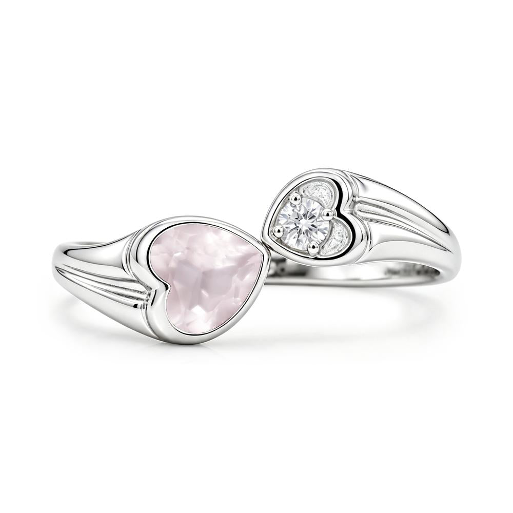 Toi Et Moi Two Stone Emerald Heart Shaped Ring - LUO Jewelry #gemstone_Rose Quartz