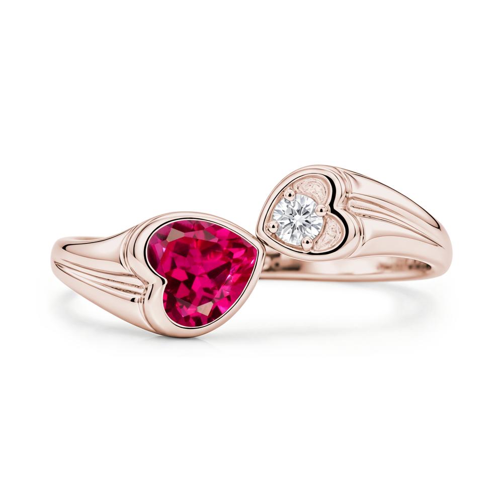 Toi Et Moi Two Stone Emerald Heart Shaped Ring - LUO Jewelry #gemstone_Ruby
