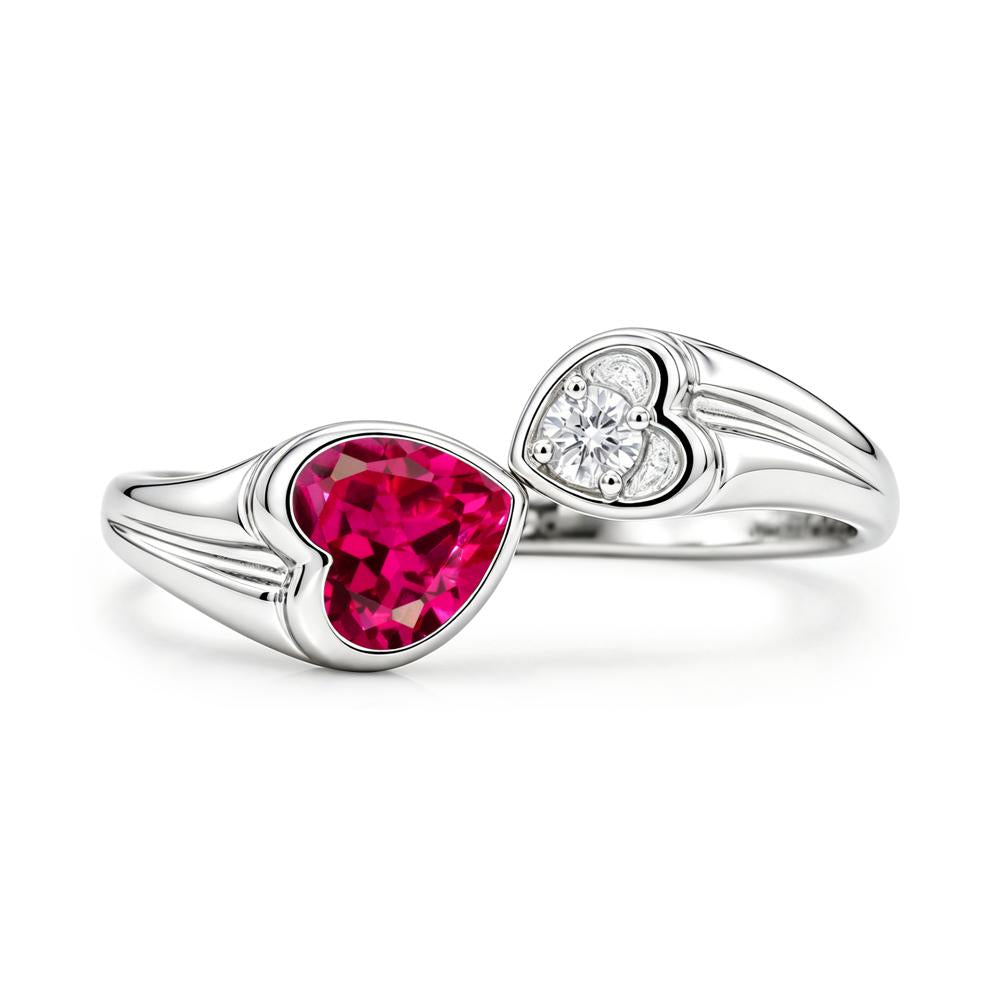 Toi Et Moi Two Stone Emerald Heart Shaped Ring - LUO Jewelry #gemstone_Ruby