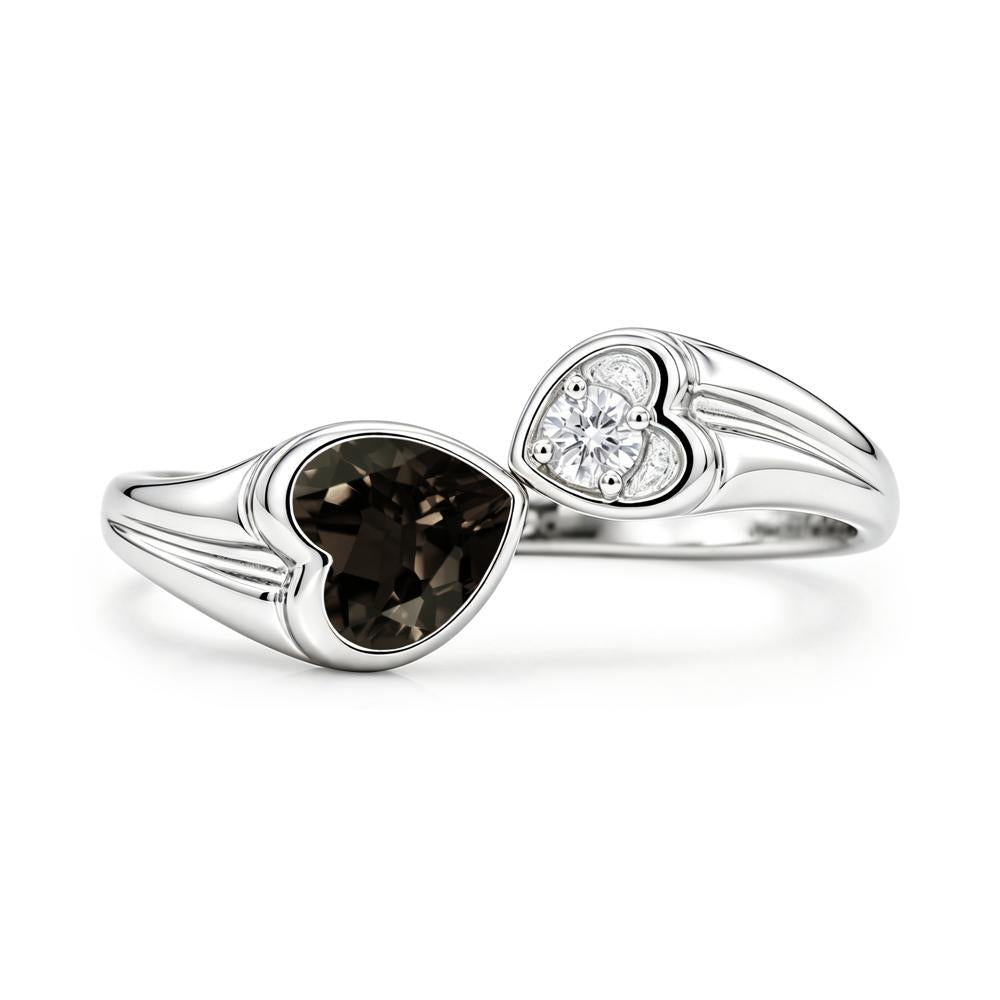 Toi Et Moi Two Stone Emerald Heart Shaped Ring - LUO Jewelry #gemstone_Smoky Quartz