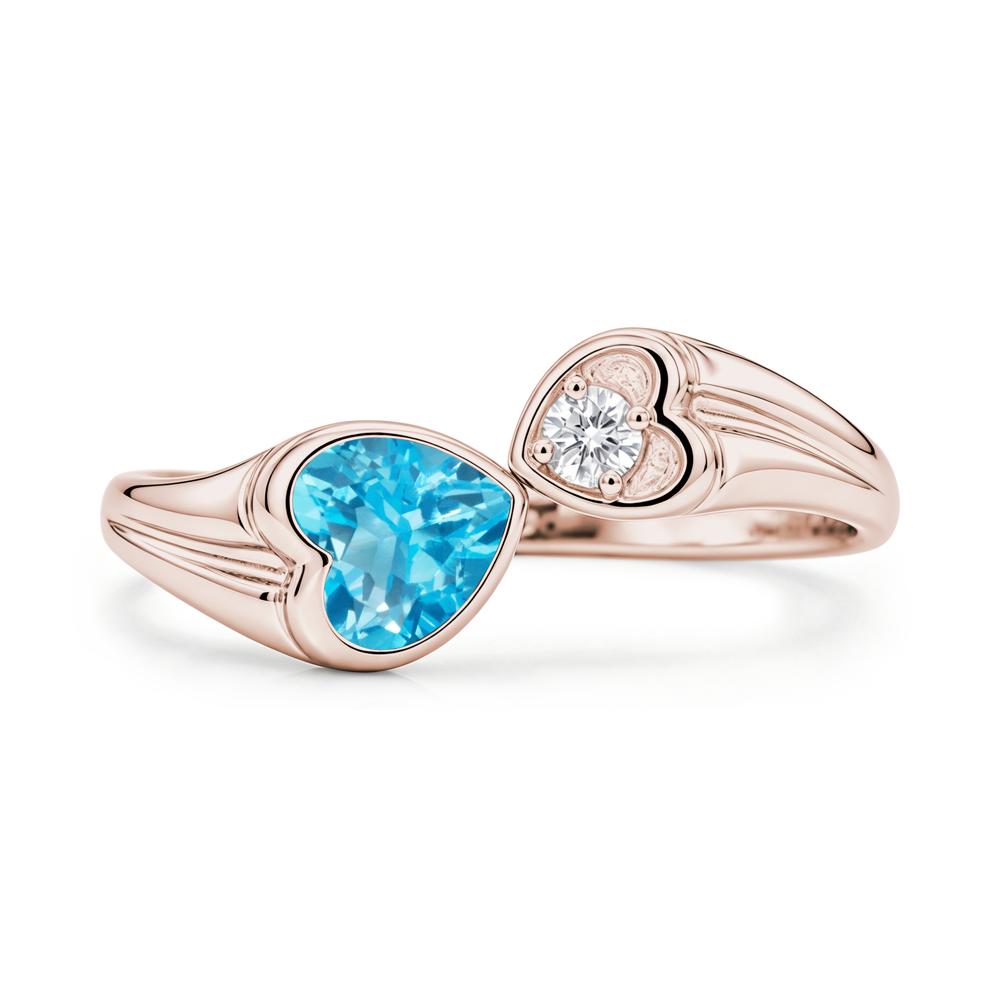 Toi Et Moi Two Stone Emerald Heart Shaped Ring - LUO Jewelry #gemstone_Swiss Blue Topaz