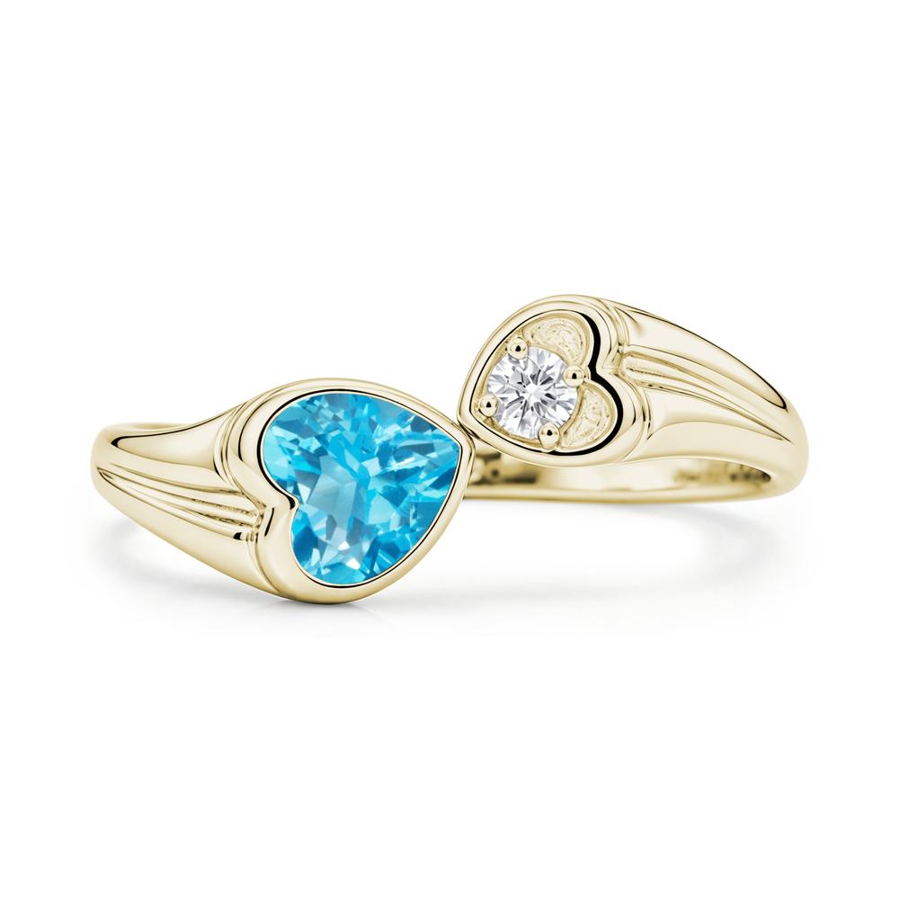 Toi Et Moi Two Stone Emerald Heart Shaped Ring - LUO Jewelry #gemstone_Swiss Blue Topaz