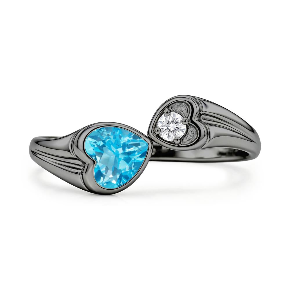 Toi Et Moi Two Stone Emerald Heart Shaped Ring - LUO Jewelry #gemstone_Swiss Blue Topaz