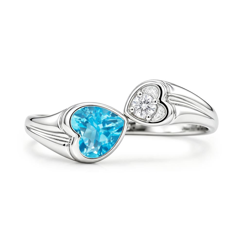 Toi Et Moi Two Stone Emerald Heart Shaped Ring - LUO Jewelry #gemstone_Swiss Blue Topaz
