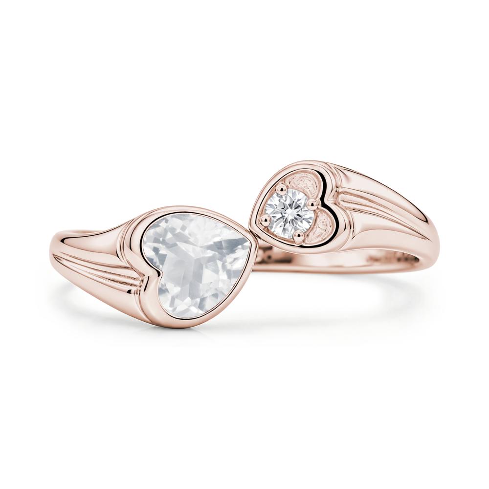Toi Et Moi Two Stone Emerald Heart Shaped Ring - LUO Jewelry #gemstone_White Topaz