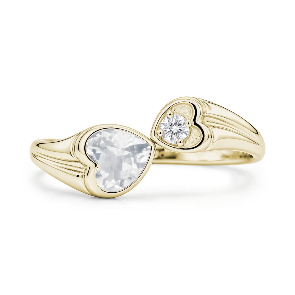 Toi Et Moi Two Stone Emerald Heart Shaped Ring - LUO Jewelry #gemstone_White Topaz