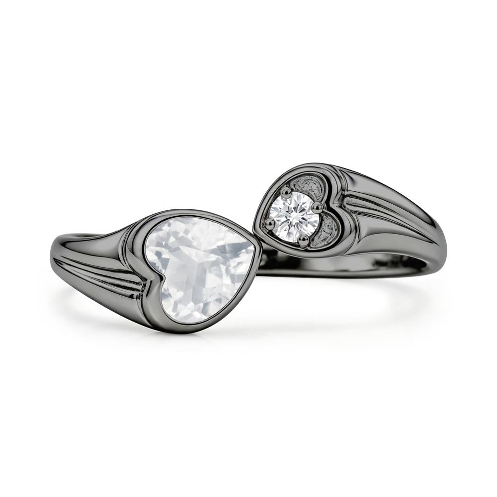 Toi Et Moi Two Stone Emerald Heart Shaped Ring - LUO Jewelry #gemstone_White Topaz