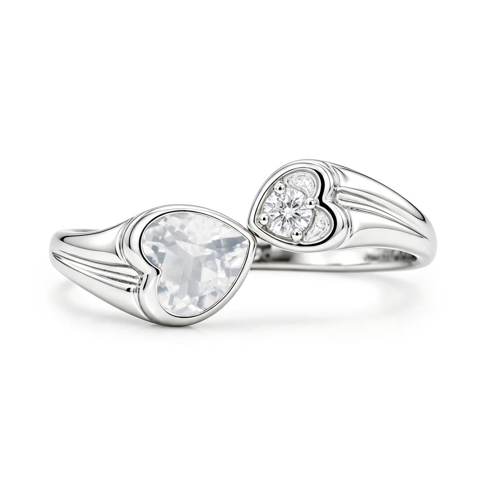 Toi Et Moi Two Stone Emerald Heart Shaped Ring - LUO Jewelry #gemstone_White Topaz