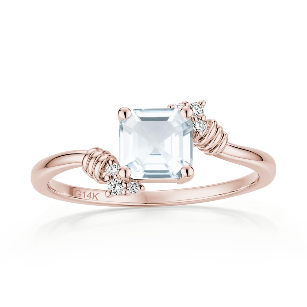 Asscher Cut London Blue Topaz Bypass Knot Ring - LUO Jewelry #gemstone_Aquamarine