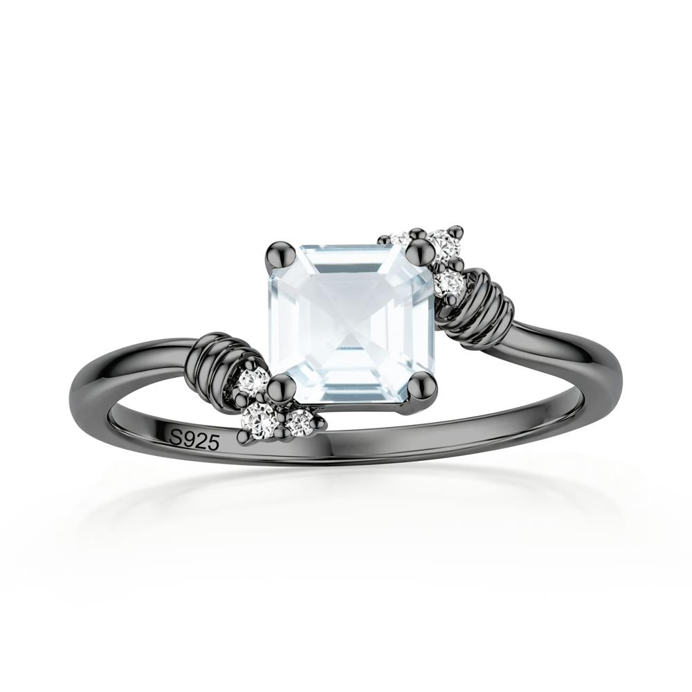 Asscher Cut London Blue Topaz Bypass Knot Ring - LUO Jewelry #gemstone_Aquamarine