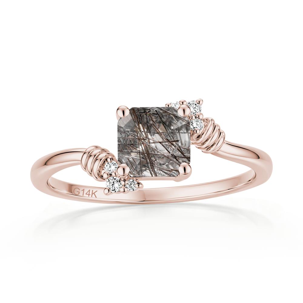 Asscher Cut London Blue Topaz Bypass Knot Ring - LUO Jewelry #gemstone_Black Rutilated Quartz