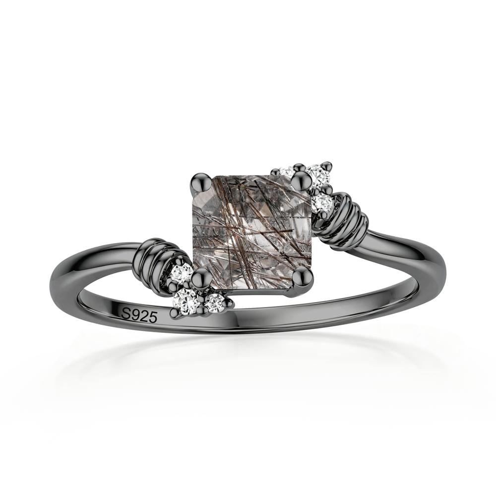 Asscher Cut London Blue Topaz Bypass Knot Ring - LUO Jewelry #gemstone_Black Rutilated Quartz