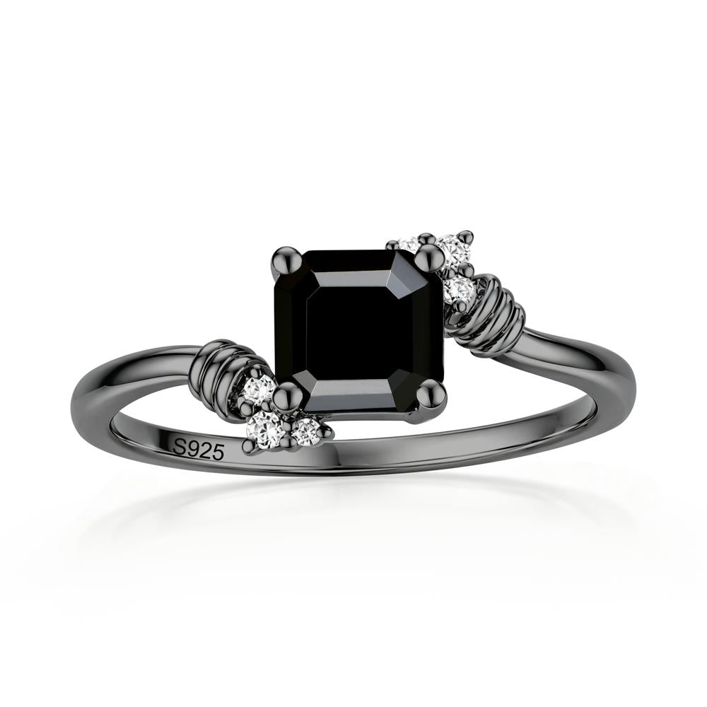 Asscher Cut London Blue Topaz Bypass Knot Ring - LUO Jewelry #gemstone_Black Spinel