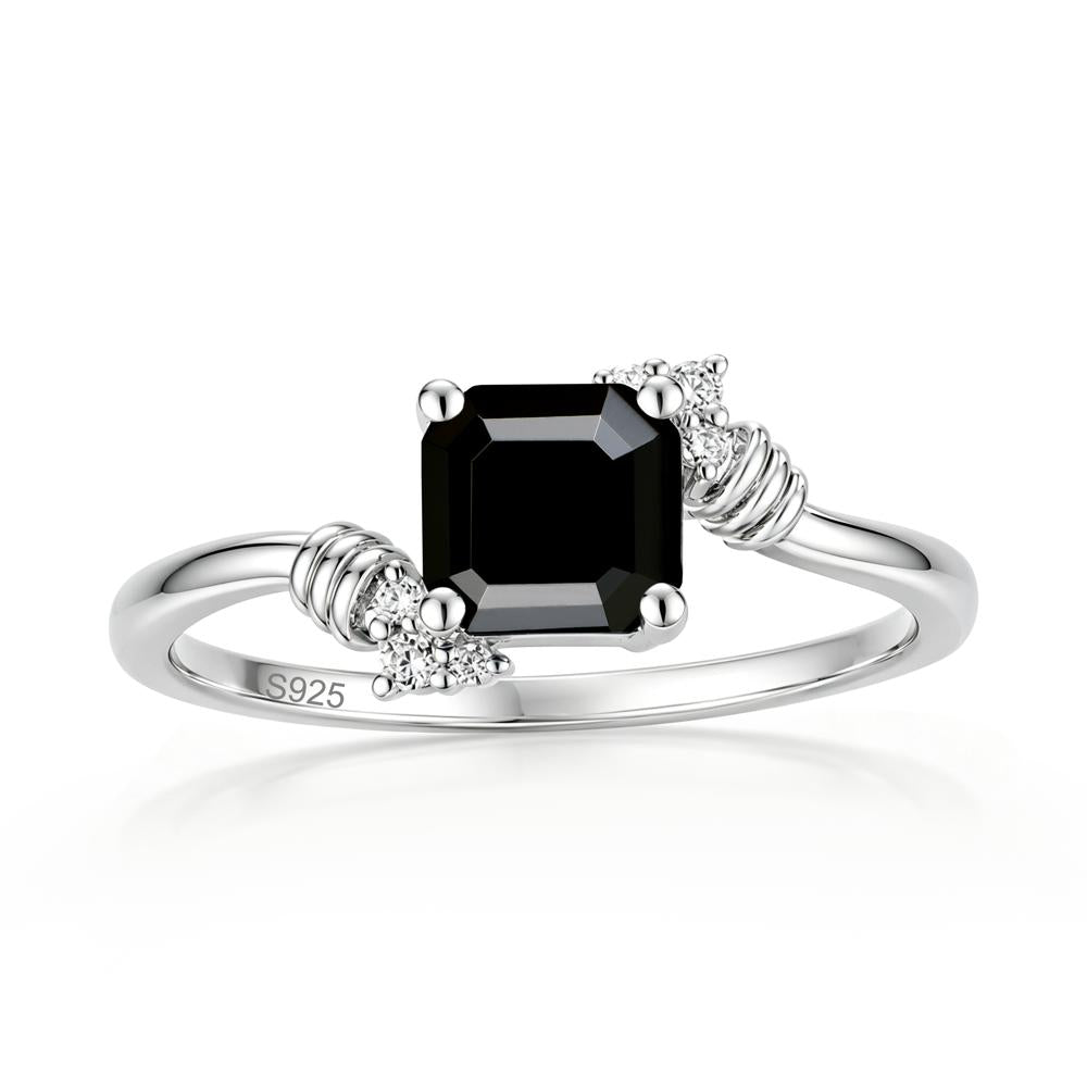 Asscher Cut London Blue Topaz Bypass Knot Ring - LUO Jewelry #gemstone_Black Spinel