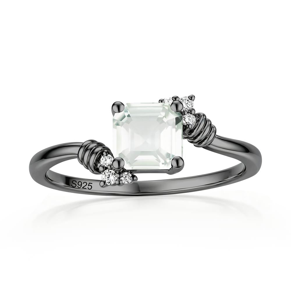 Asscher Cut London Blue Topaz Bypass Knot Ring - LUO Jewelry #gemstone_Green Amethyst