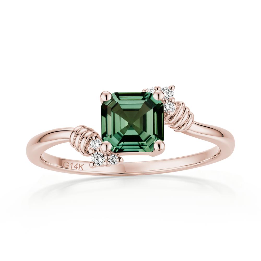 Asscher Cut London Blue Topaz Bypass Knot Ring - LUO Jewelry #gemstone_Green Sapphire