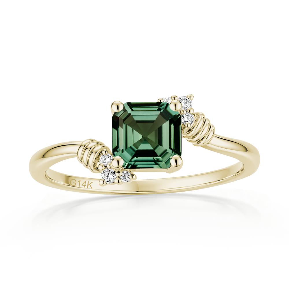 Asscher Cut London Blue Topaz Bypass Knot Ring - LUO Jewelry #gemstone_Green Sapphire