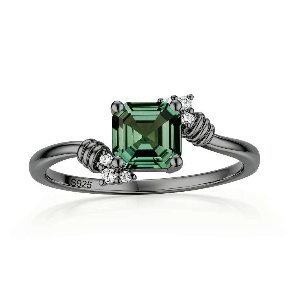 Asscher Cut London Blue Topaz Bypass Knot Ring - LUO Jewelry #gemstone_Green Sapphire