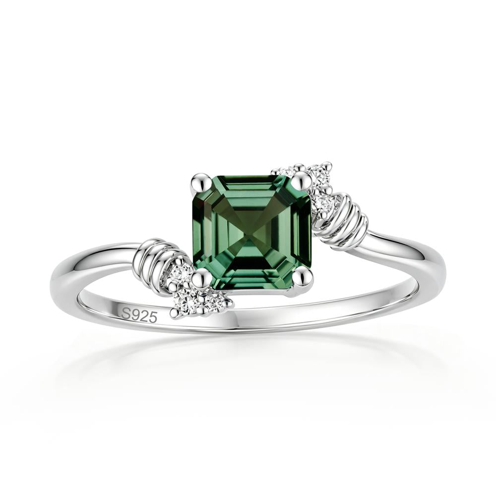 Asscher Cut London Blue Topaz Bypass Knot Ring - LUO Jewelry #gemstone_Green Sapphire