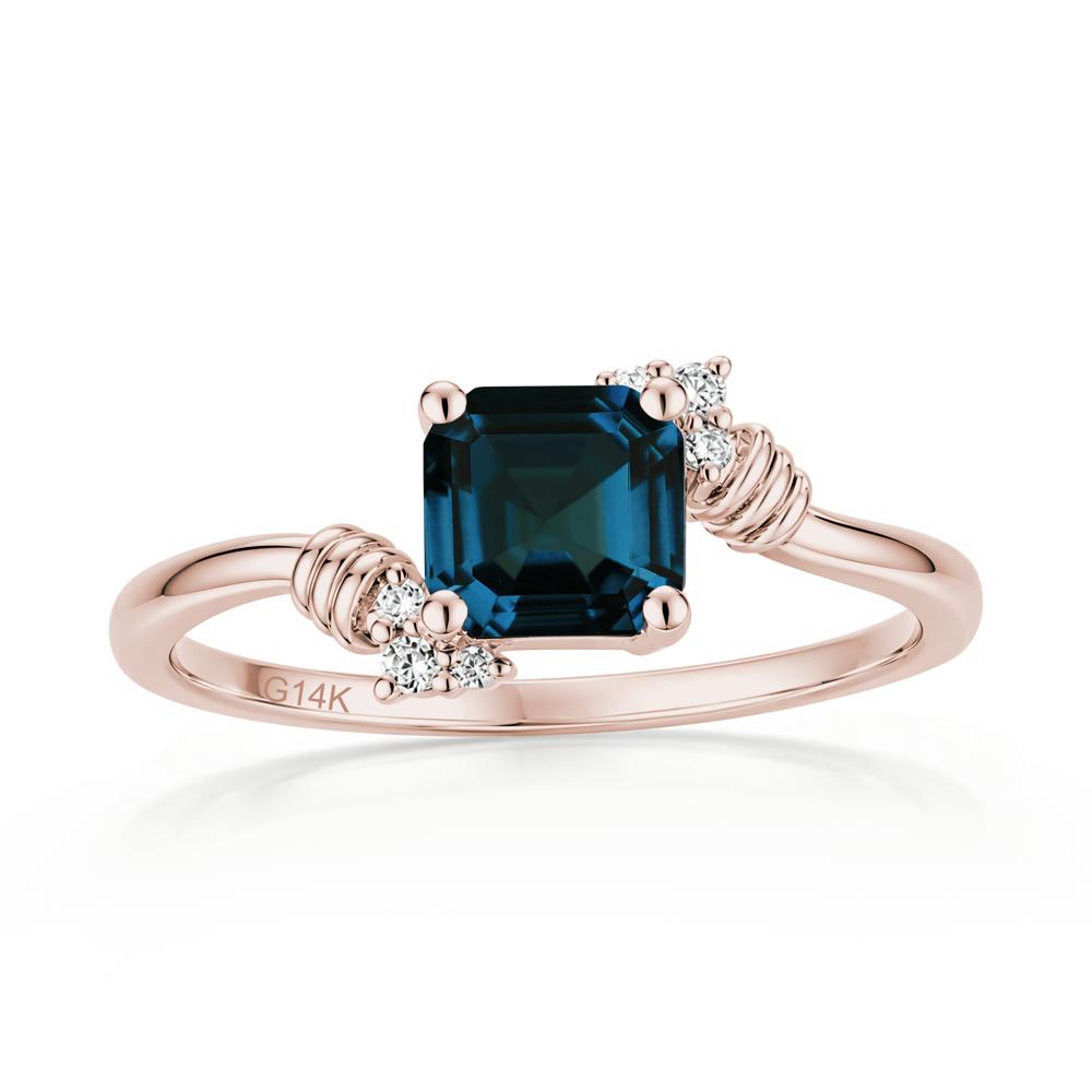 Asscher Cut London Blue Topaz Bypass Knot Ring - LUO Jewelry #gemstone_London Blue Topaz