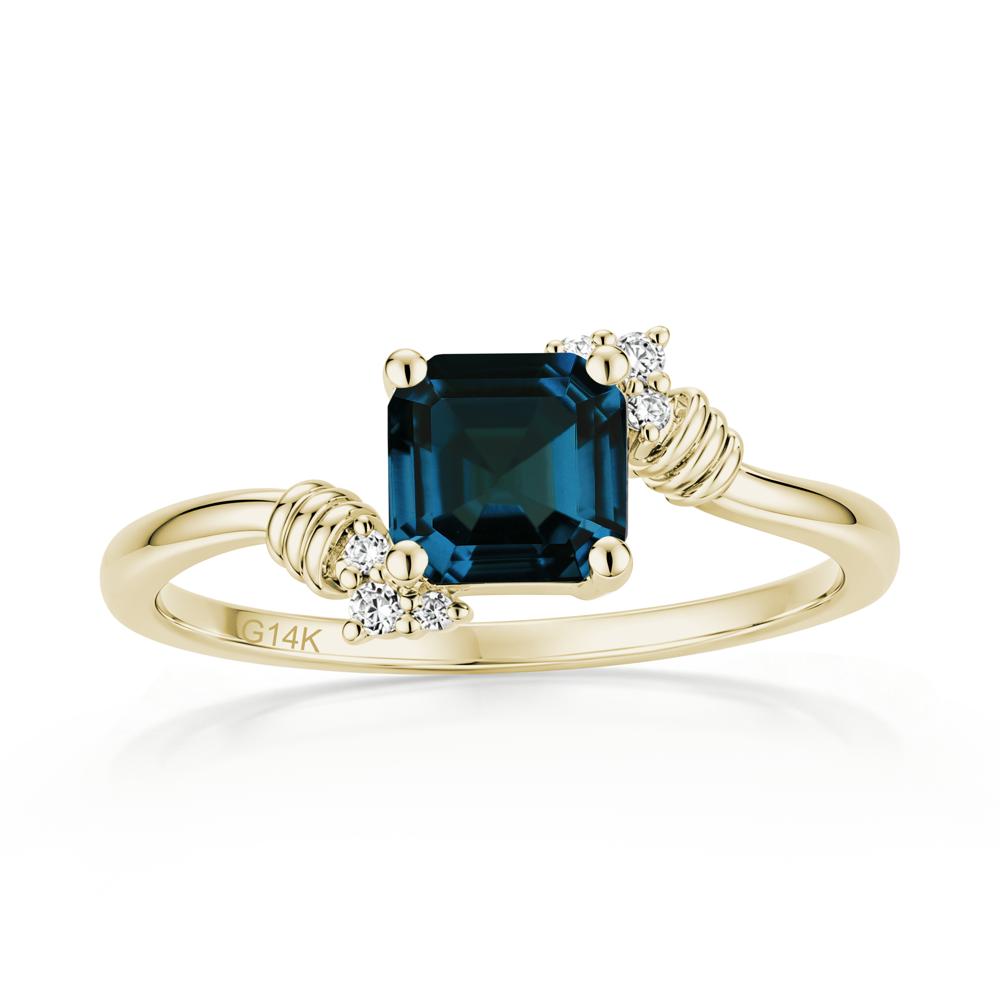 Asscher Cut London Blue Topaz Bypass Knot Ring - LUO Jewelry #gemstone_London Blue Topaz