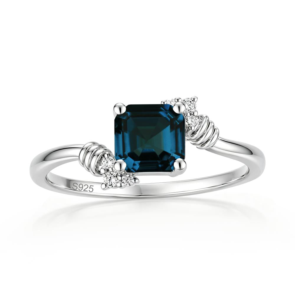 Asscher Cut London Blue Topaz Bypass Knot Ring - LUO Jewelry #gemstone_London Blue Topaz