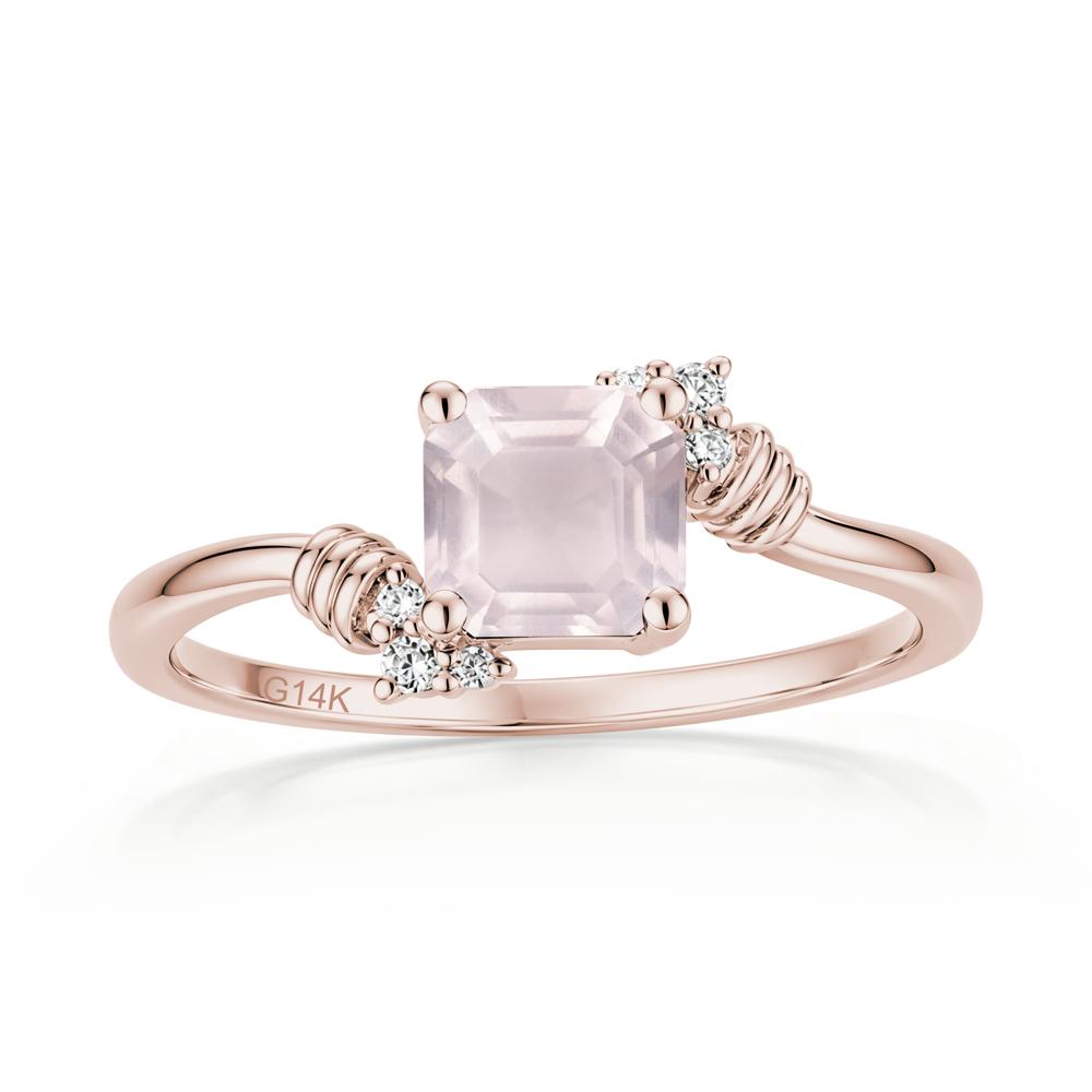 Asscher Cut London Blue Topaz Bypass Knot Ring - LUO Jewelry #gemstone_Rose Quartz