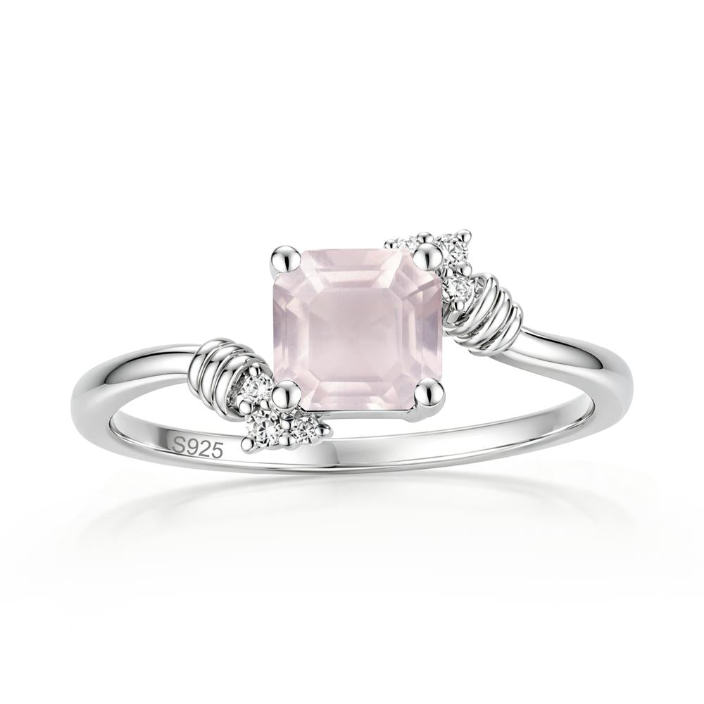 Asscher Cut London Blue Topaz Bypass Knot Ring - LUO Jewelry #gemstone_Rose Quartz