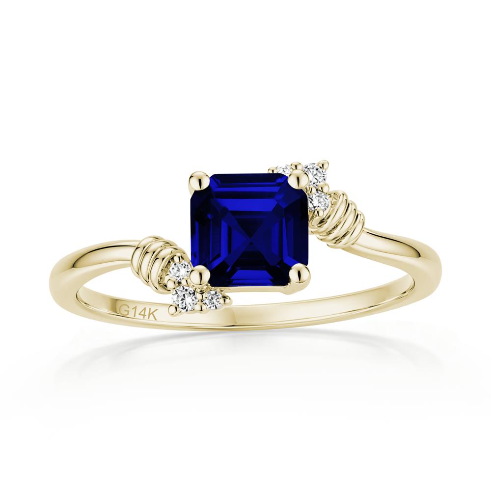 Asscher Cut London Blue Topaz Bypass Knot Ring - LUO Jewelry #gemstone_Sapphire