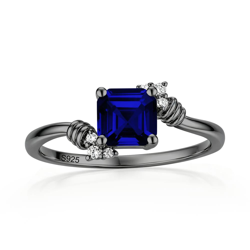 Asscher Cut London Blue Topaz Bypass Knot Ring - LUO Jewelry #gemstone_Sapphire