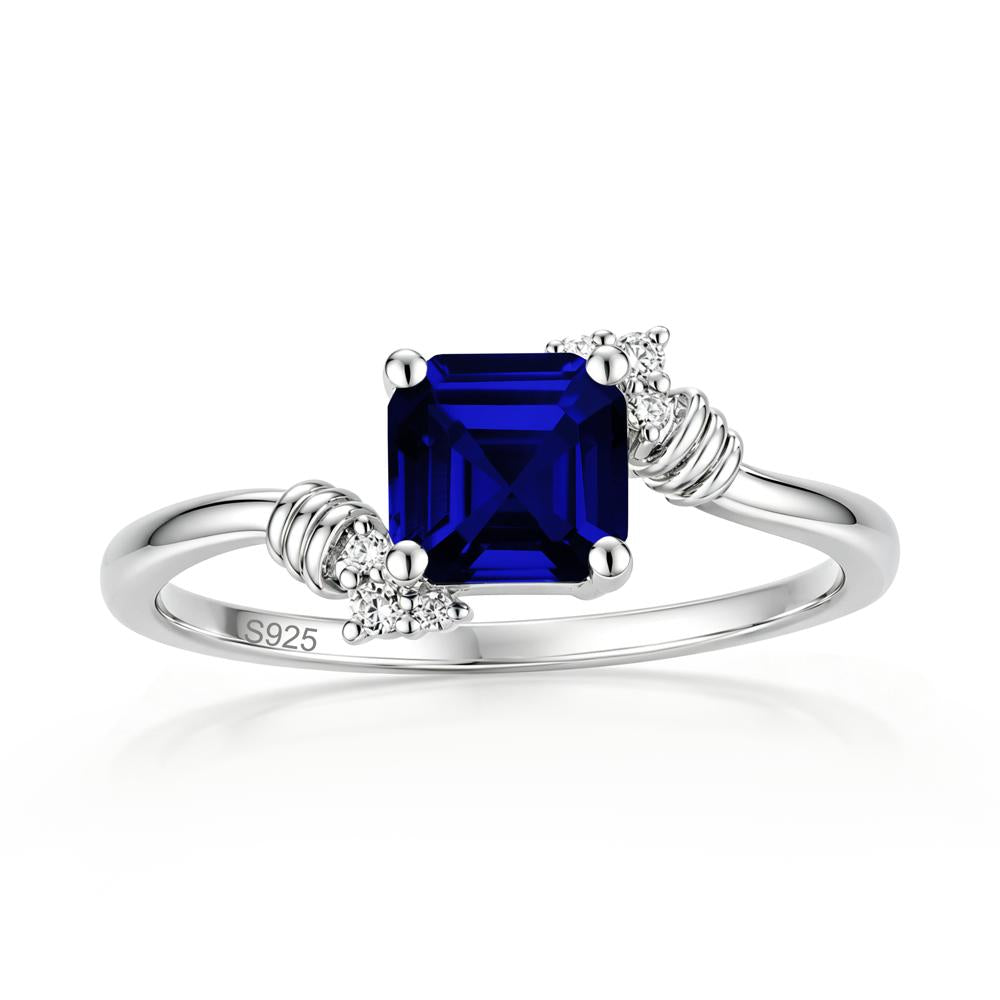 Asscher Cut London Blue Topaz Bypass Knot Ring - LUO Jewelry #gemstone_Sapphire