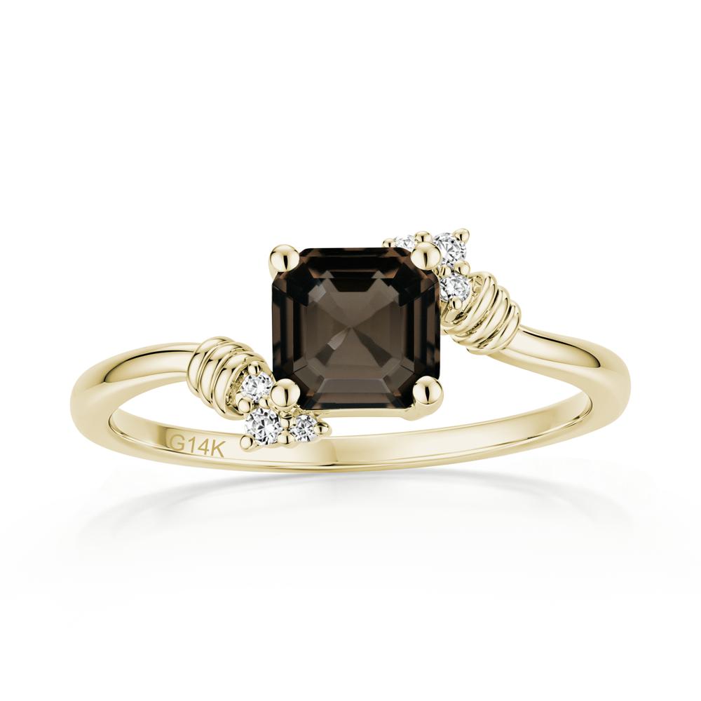 Asscher Cut London Blue Topaz Bypass Knot Ring - LUO Jewelry #gemstone_Smoky Quartz