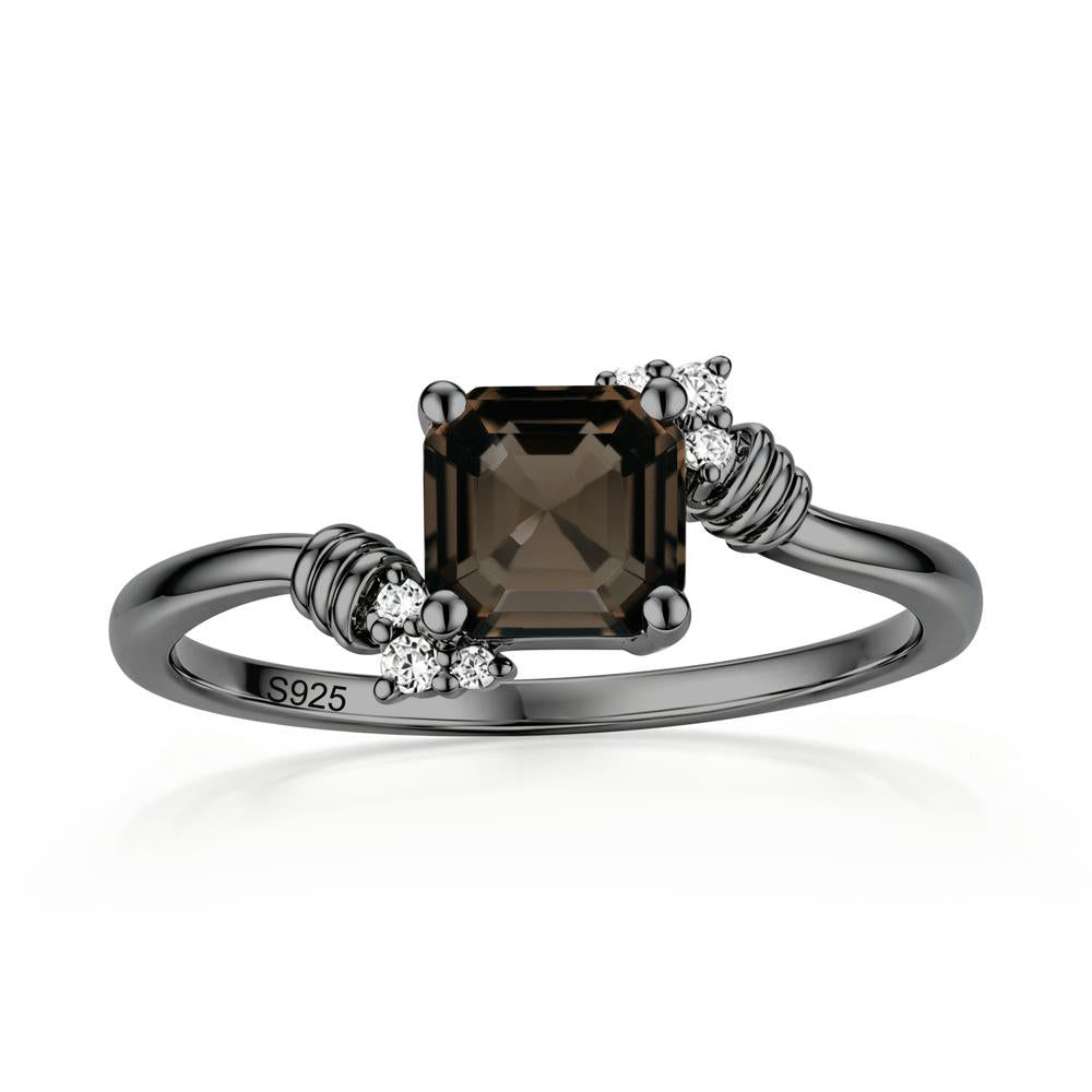 Asscher Cut London Blue Topaz Bypass Knot Ring - LUO Jewelry #gemstone_Smoky Quartz