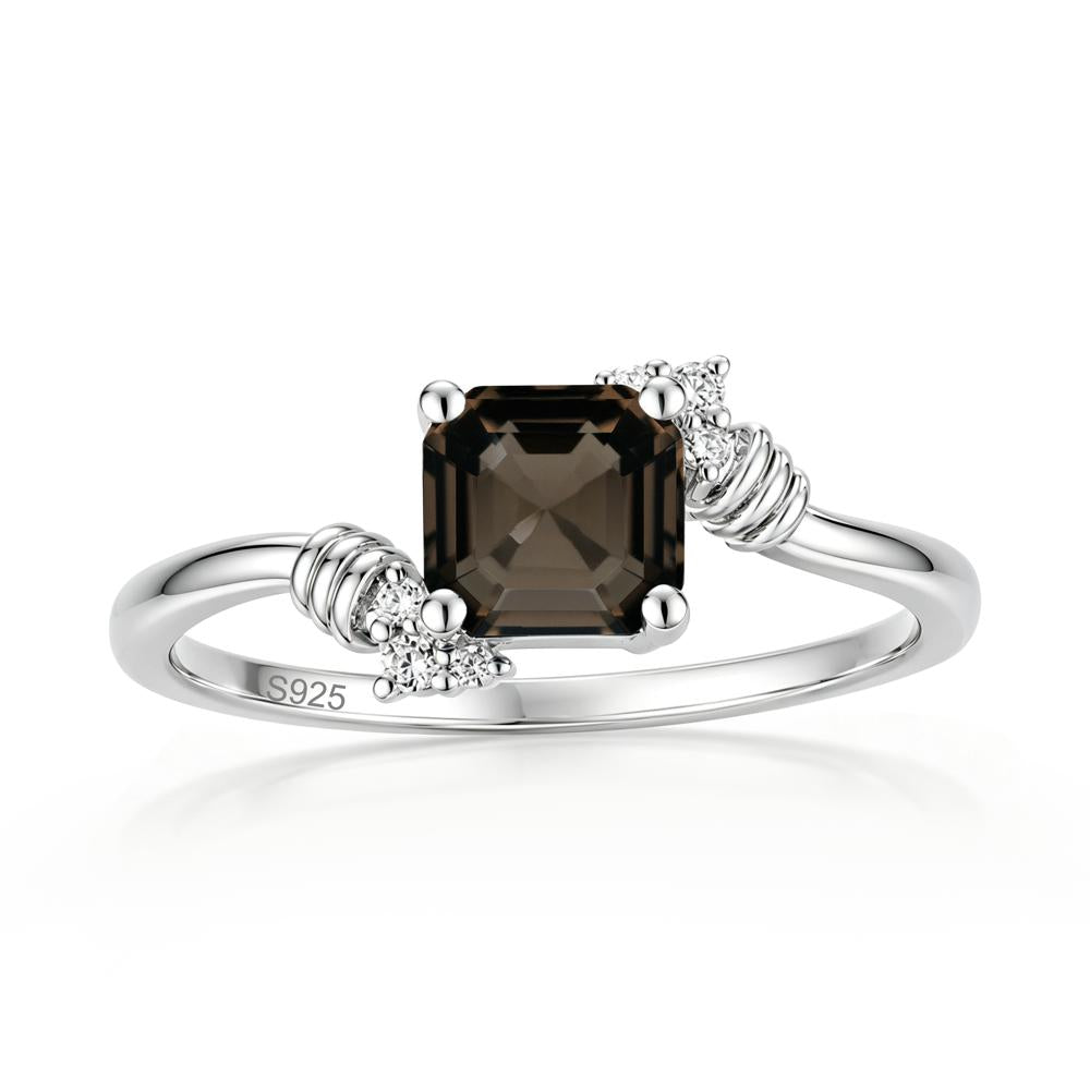 Asscher Cut London Blue Topaz Bypass Knot Ring - LUO Jewelry #gemstone_Smoky Quartz