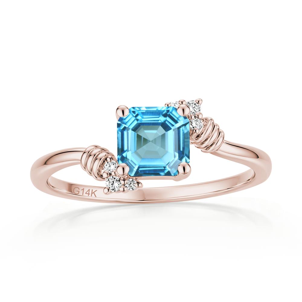 Asscher Cut London Blue Topaz Bypass Knot Ring - LUO Jewelry #gemstone_Swiss Blue Topaz