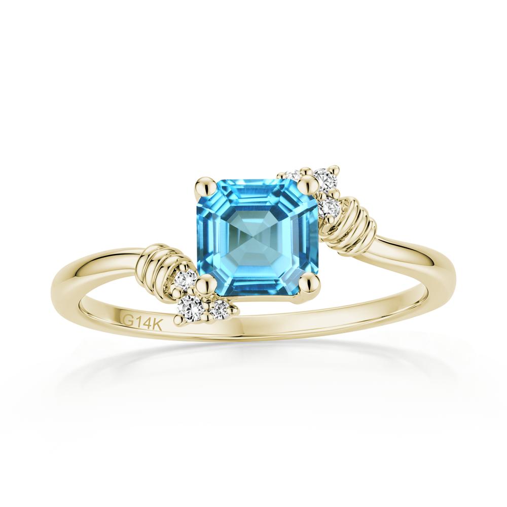 Asscher Cut London Blue Topaz Bypass Knot Ring - LUO Jewelry #gemstone_Swiss Blue Topaz