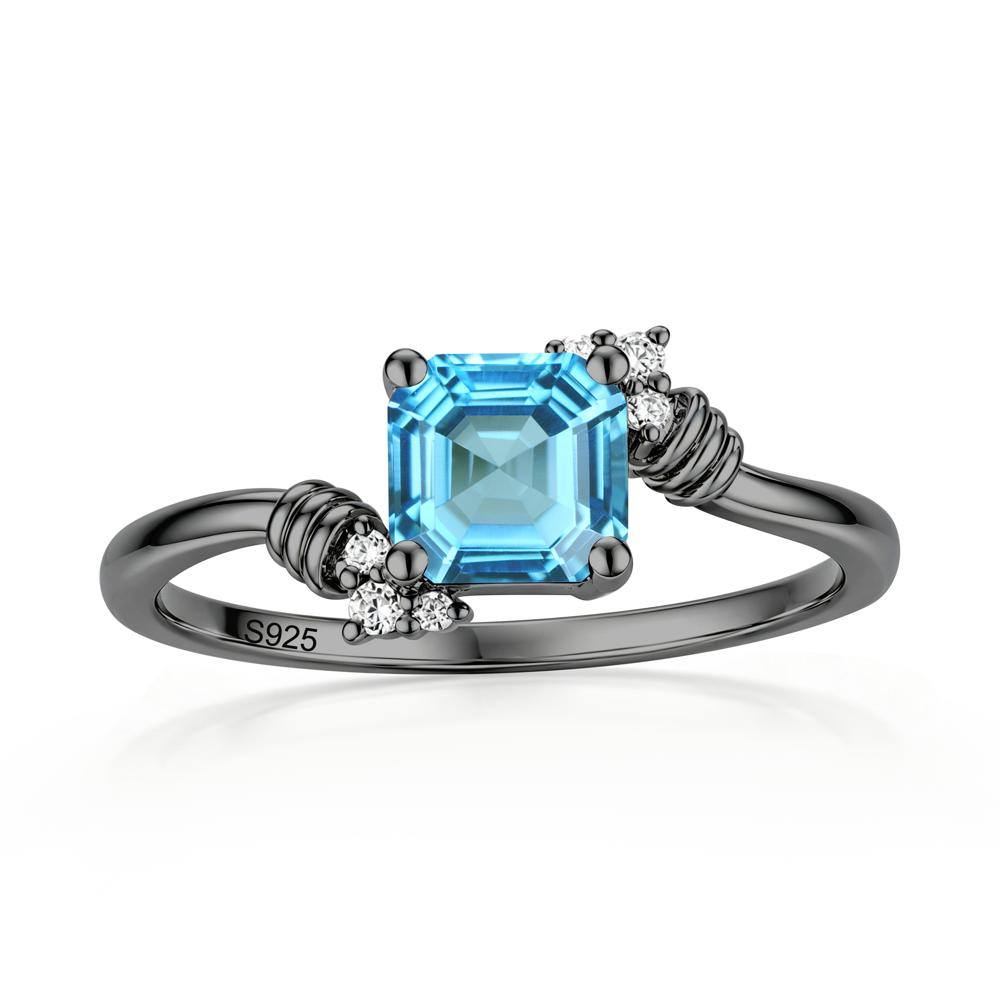 Asscher Cut London Blue Topaz Bypass Knot Ring - LUO Jewelry #gemstone_Swiss Blue Topaz