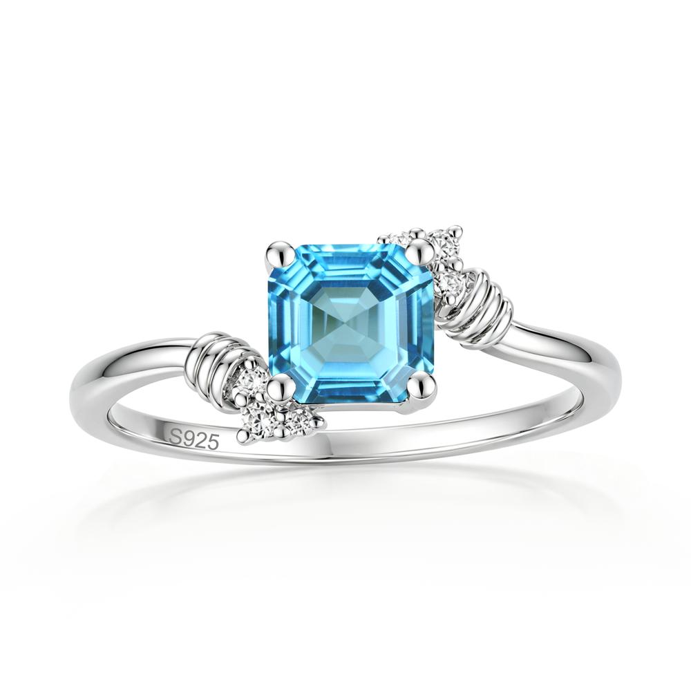 Asscher Cut London Blue Topaz Bypass Knot Ring - LUO Jewelry #gemstone_Swiss Blue Topaz
