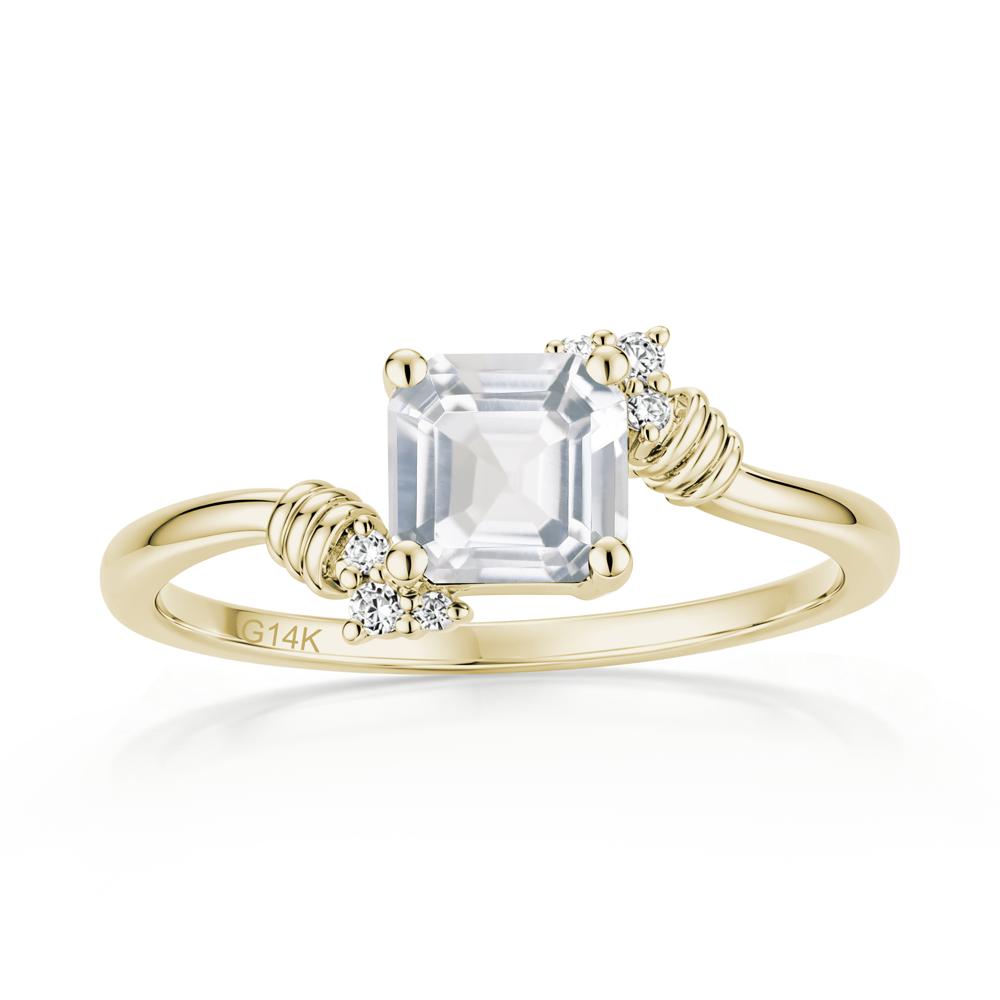 Asscher Cut London Blue Topaz Bypass Knot Ring - LUO Jewelry #gemstone_White Topaz