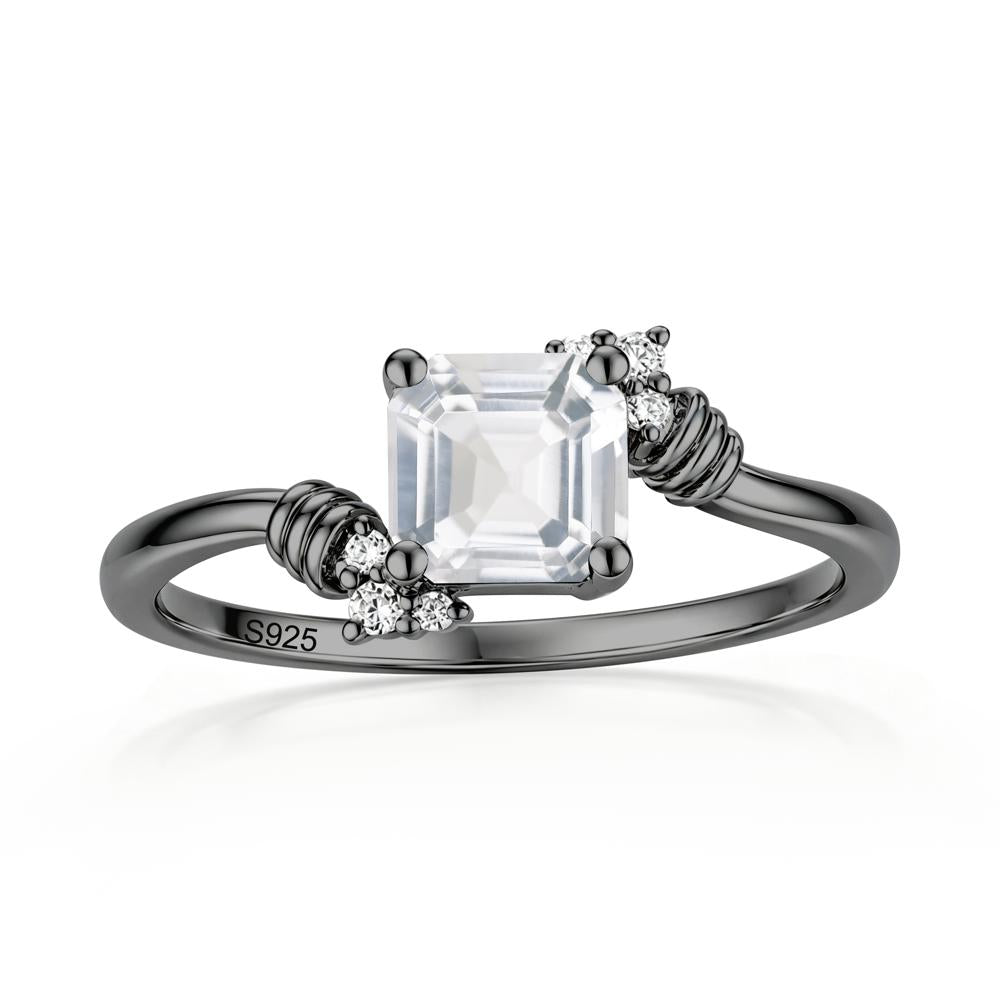 Asscher Cut London Blue Topaz Bypass Knot Ring - LUO Jewelry #gemstone_White Topaz
