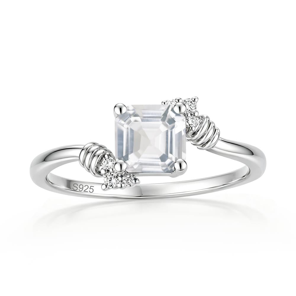 Asscher Cut London Blue Topaz Bypass Knot Ring - LUO Jewelry #gemstone_White Topaz
