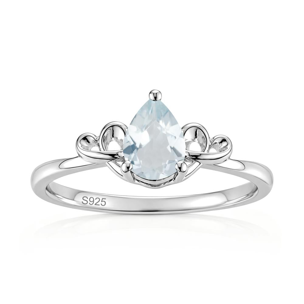Love Knot Pear Shaped Sapphire Ring - LUO Jewelry #gemstone_Aquamarine
