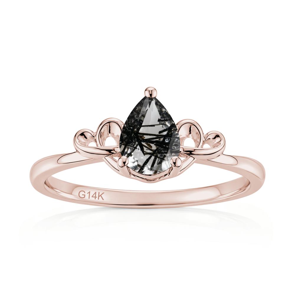 Love Knot Pear Shaped Sapphire Ring - LUO Jewelry #gemstone_Black Rutilated Quartz