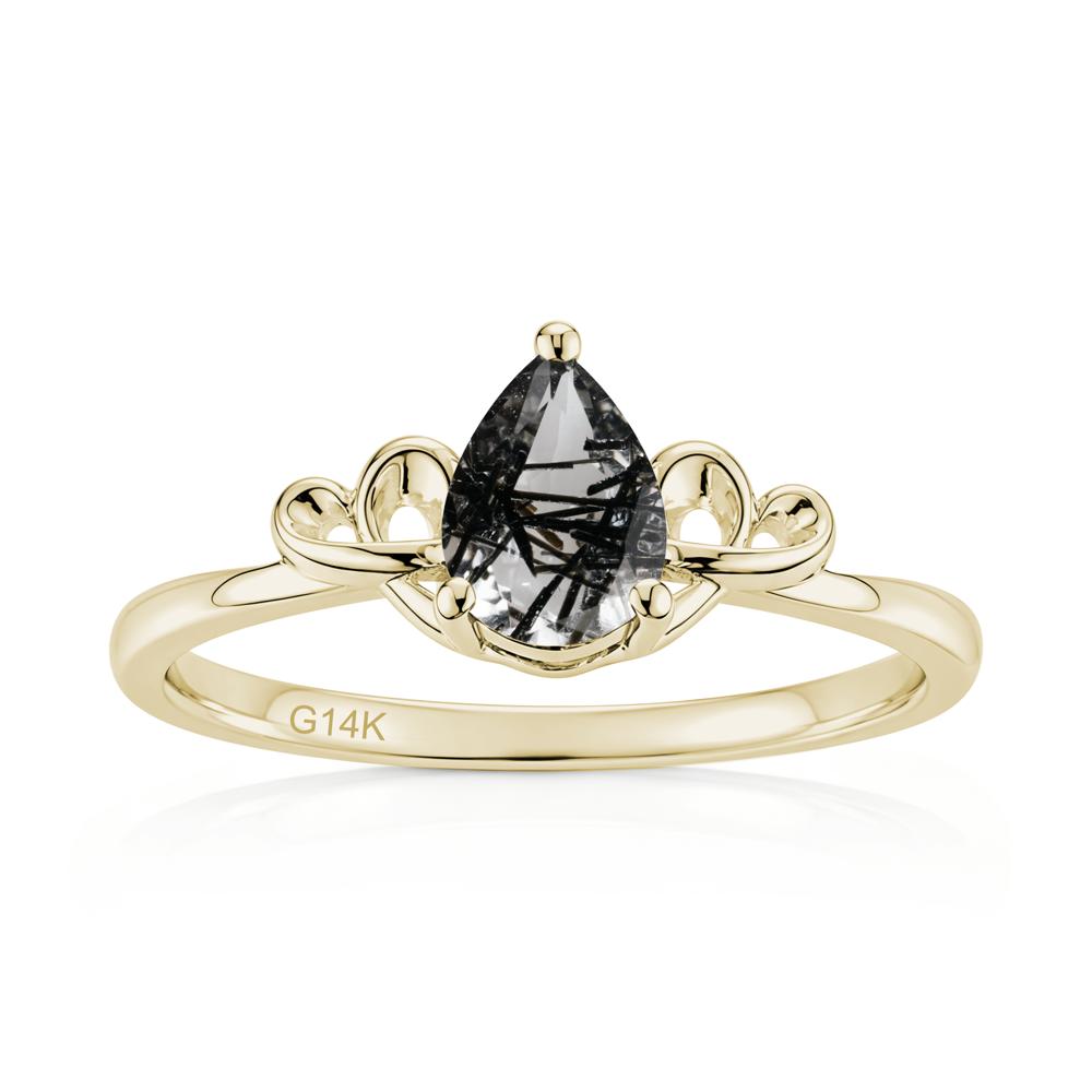 Love Knot Pear Shaped Sapphire Ring - LUO Jewelry #gemstone_Black Rutilated Quartz