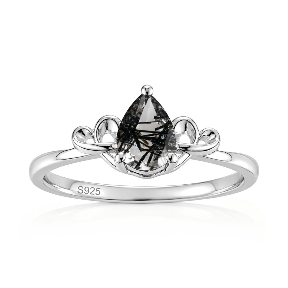 Love Knot Pear Shaped Sapphire Ring - LUO Jewelry #gemstone_Black Rutilated Quartz